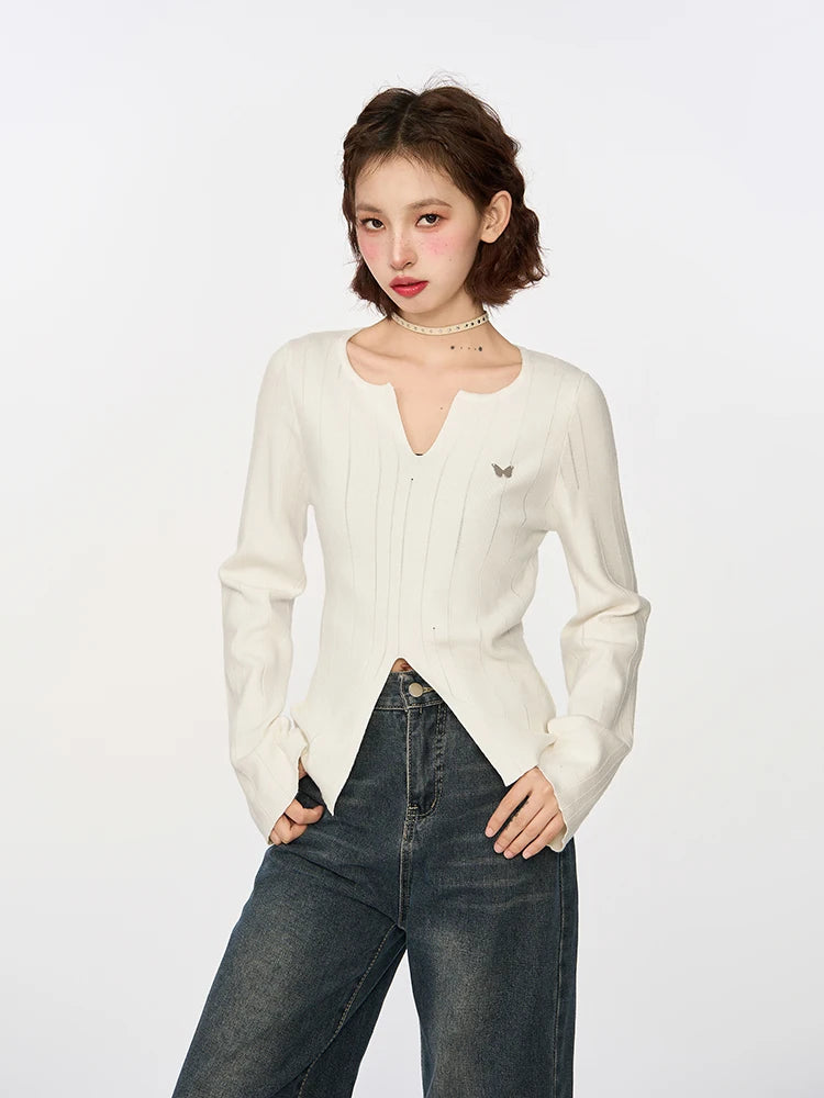 Chic V Neck Knitted Women's Knitwear