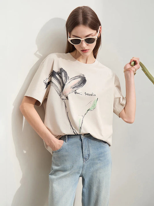 Ink Art Print O-Neck T-Shirt