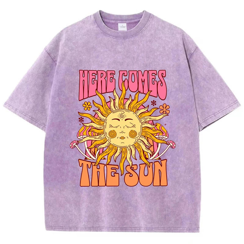 Sun Prints Oversize Washed Cotton T-Shirt