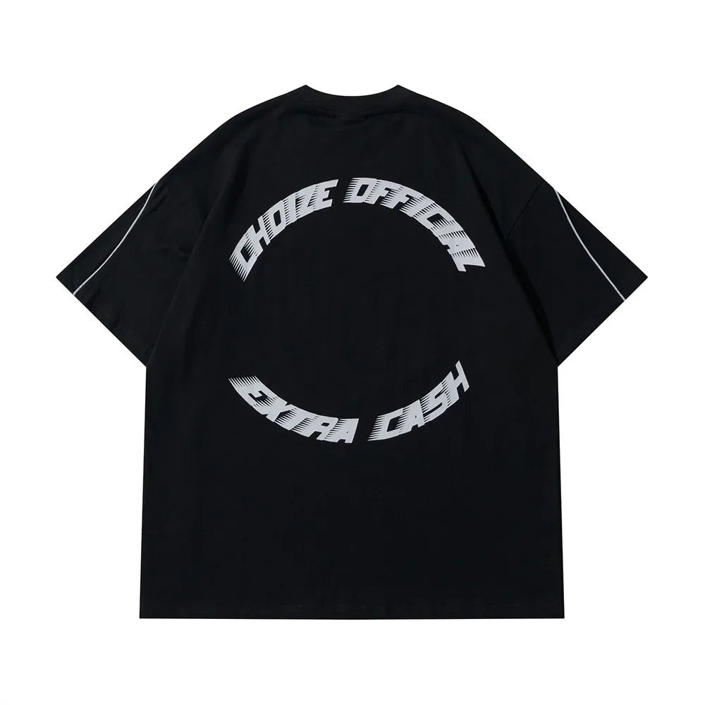 Bold Symbol Print Oversize Hip T-Shirt