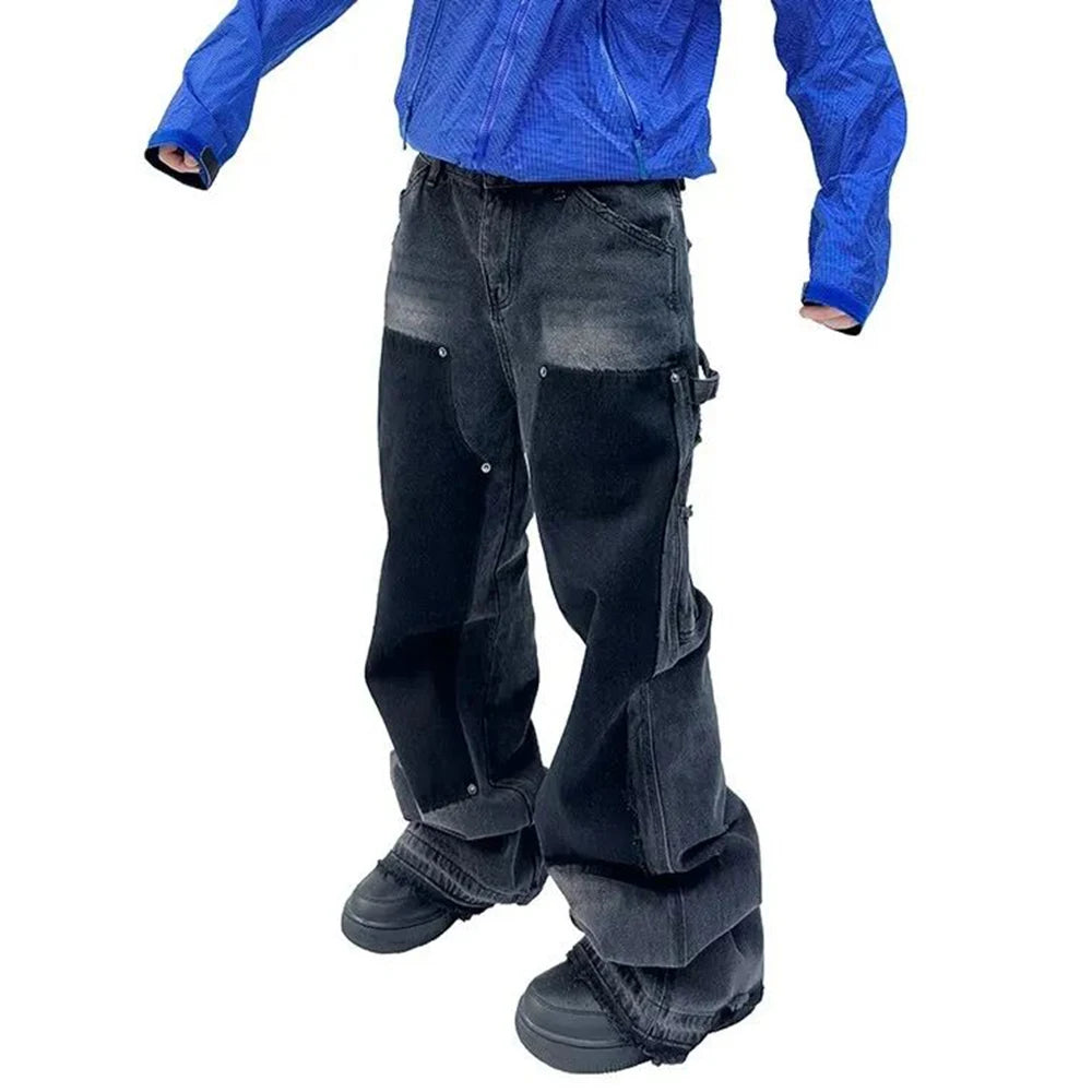 Retro Hip Hop Denim Cargo Jeans