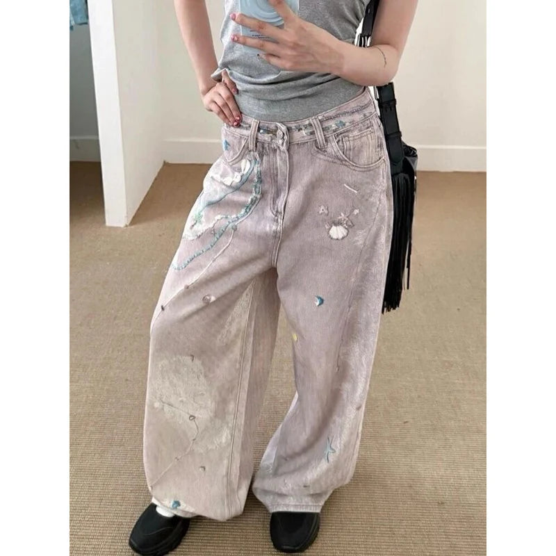 Vintage Baggy Pink Y2K Oversize Jeans