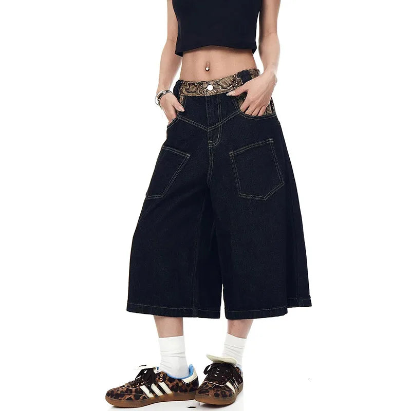 Vintage Black Goth Baggy Knee-Length Jorts