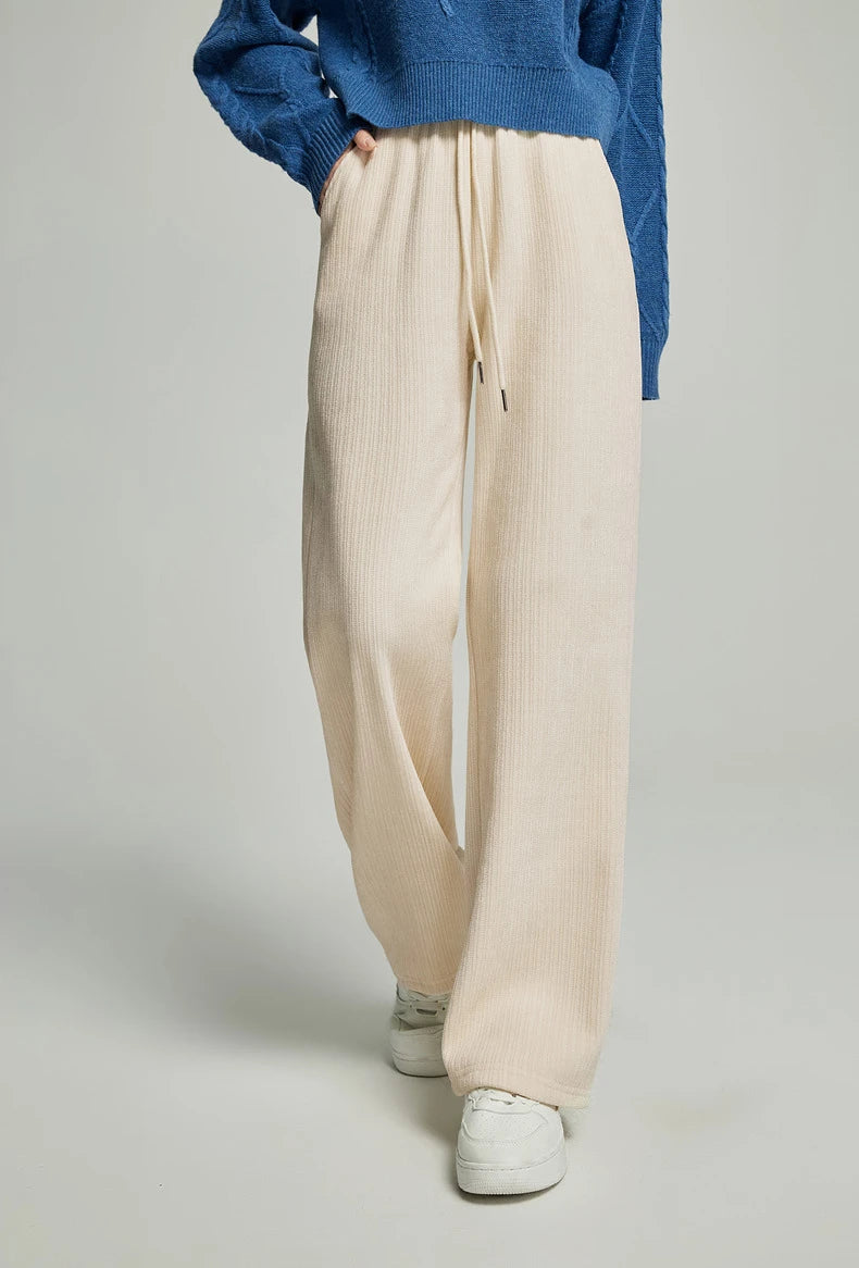 Comfy Fleece Drawstring Wide Leg Pants
