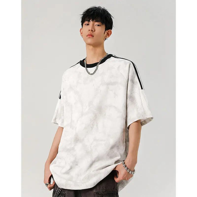 Retro Tie-Dyed Loose Striped T-Shirt