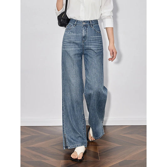 Handmade Light Blue Denim Wide Jeans
