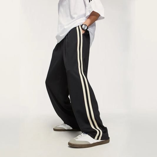 Elastic Waist Striped Straight Leg Pants