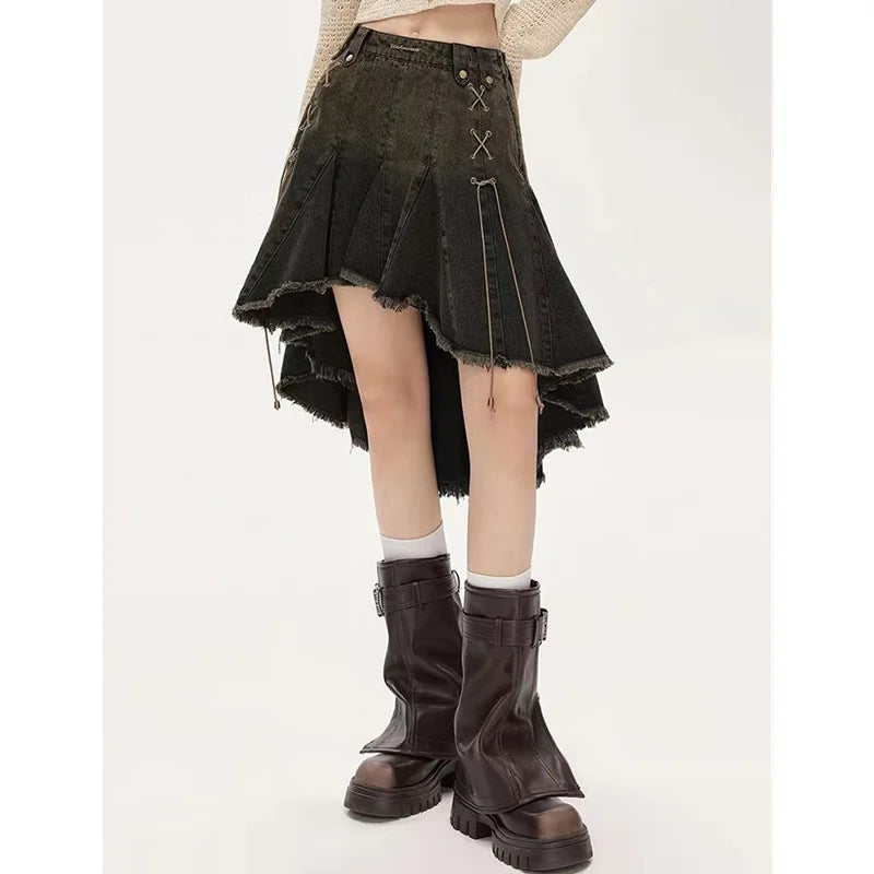 Vintage Oversized High Waist Denim Skirt