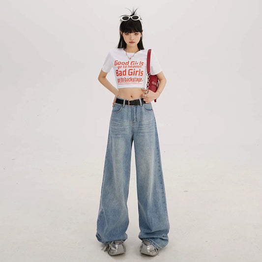 Retro Washed Loose Straight Leg Jeans