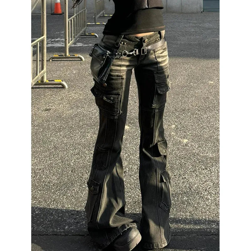 High Waist Vintage Black Gradient Jeans