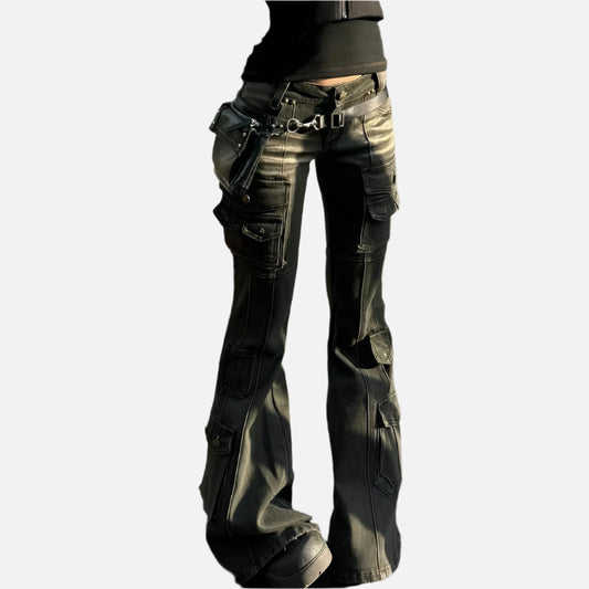 High Waist Vintage Black Gradient Jeans