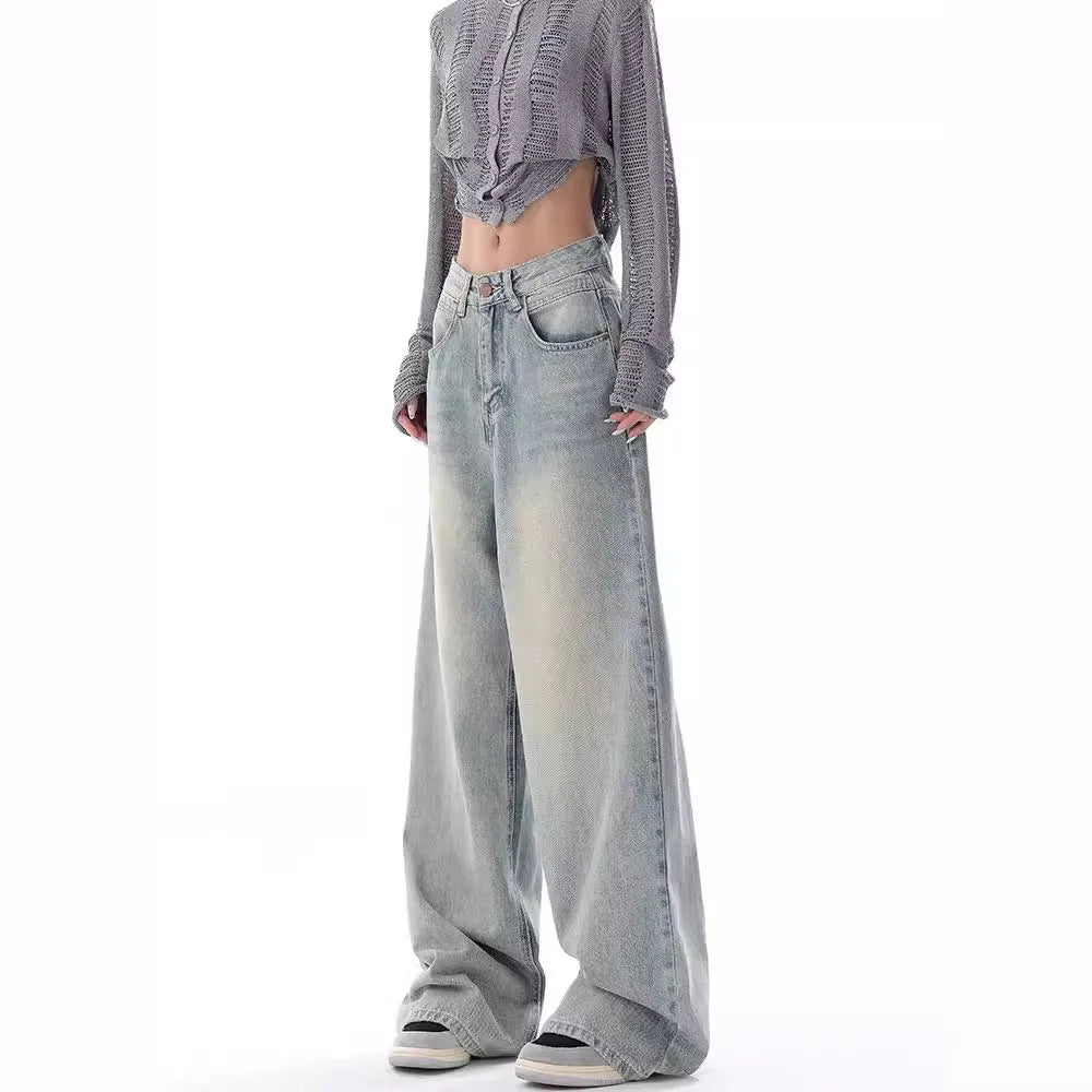 Vintage Distressed Wide Leg Jeans