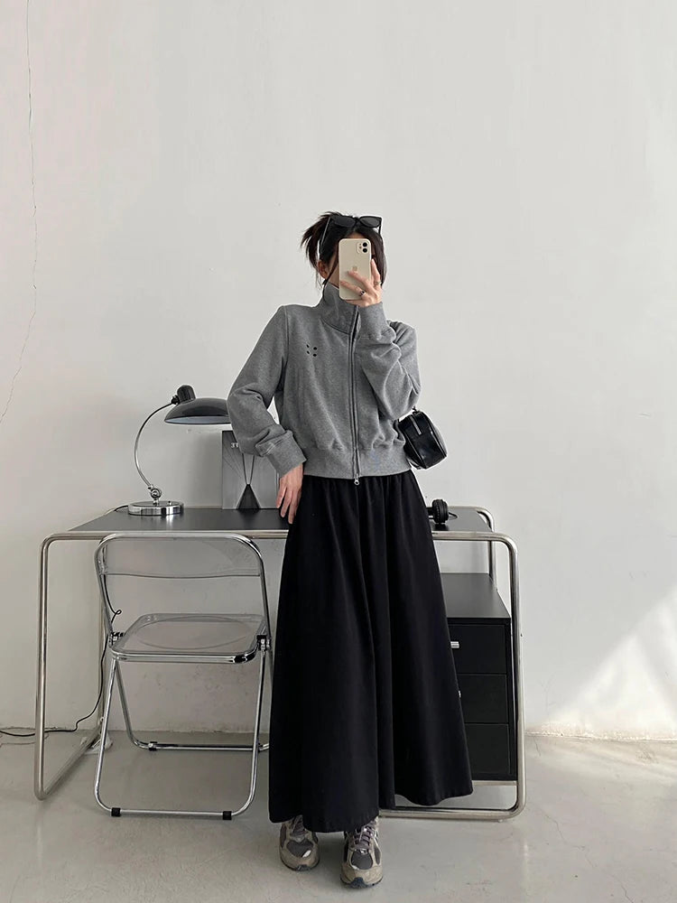 Double Zipper Design Casual Sweatshirt