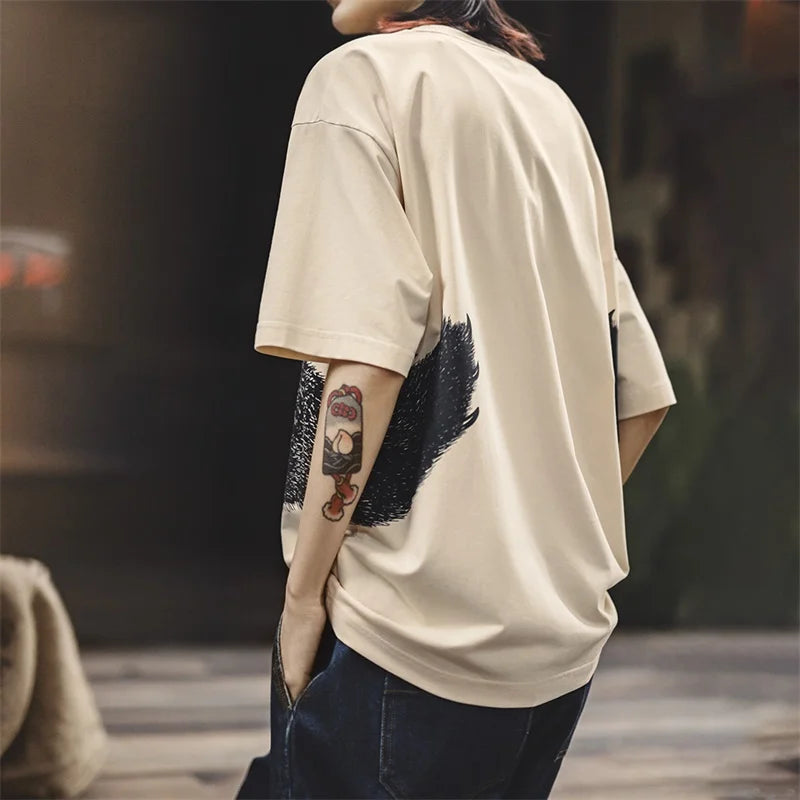 Oversized Bear Print Short Sleeve T-Shirt