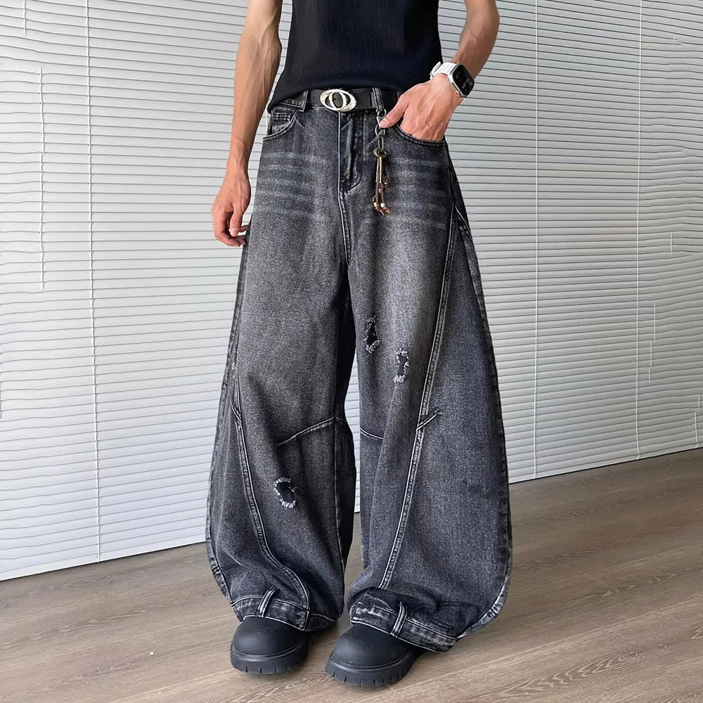 Retro Loose Washed Solid Color Jeans