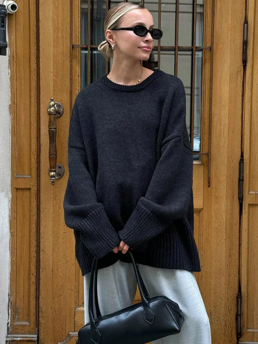 Cozy Oversize Burgundy Vintage Knit Sweater