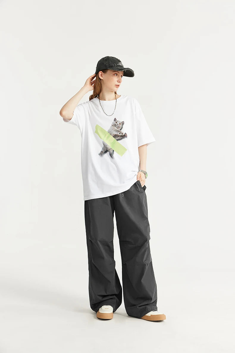 Elastic Waist Baggy Parachute Cargo Pants