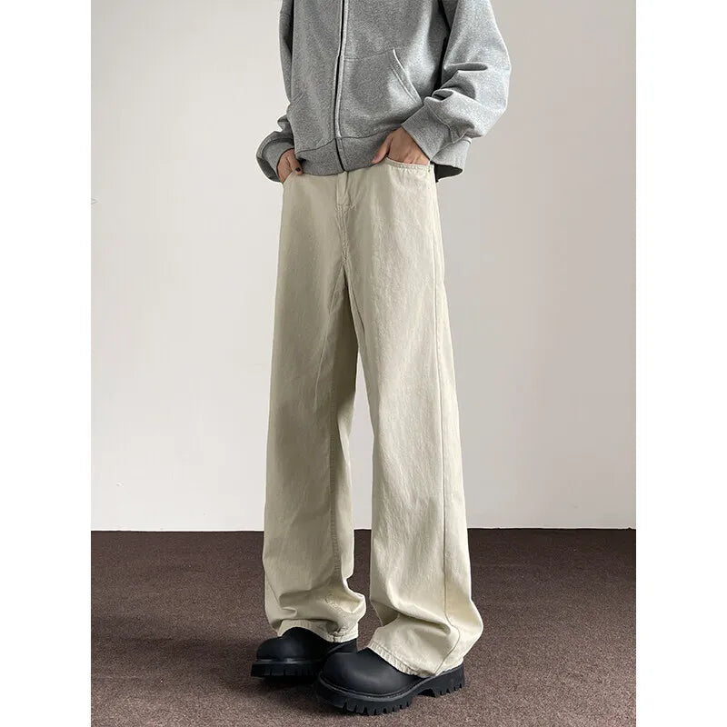 Retro Black Loose Straight Pants