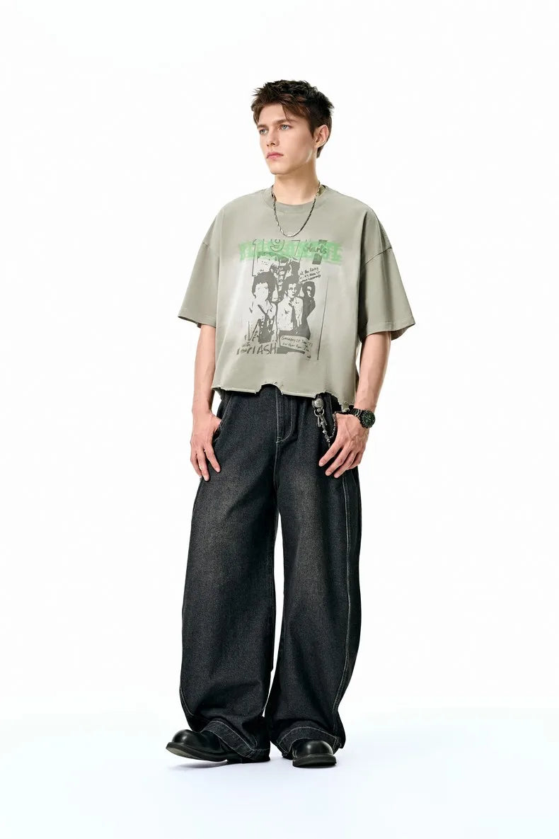 Vintage Distressed Graphic Print Boxy T-Shirt