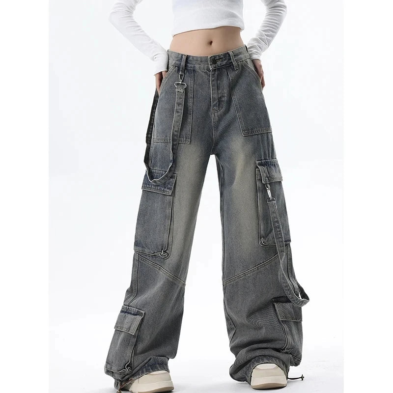 Vintage Blue Gothic Cargo Y2K Jeans