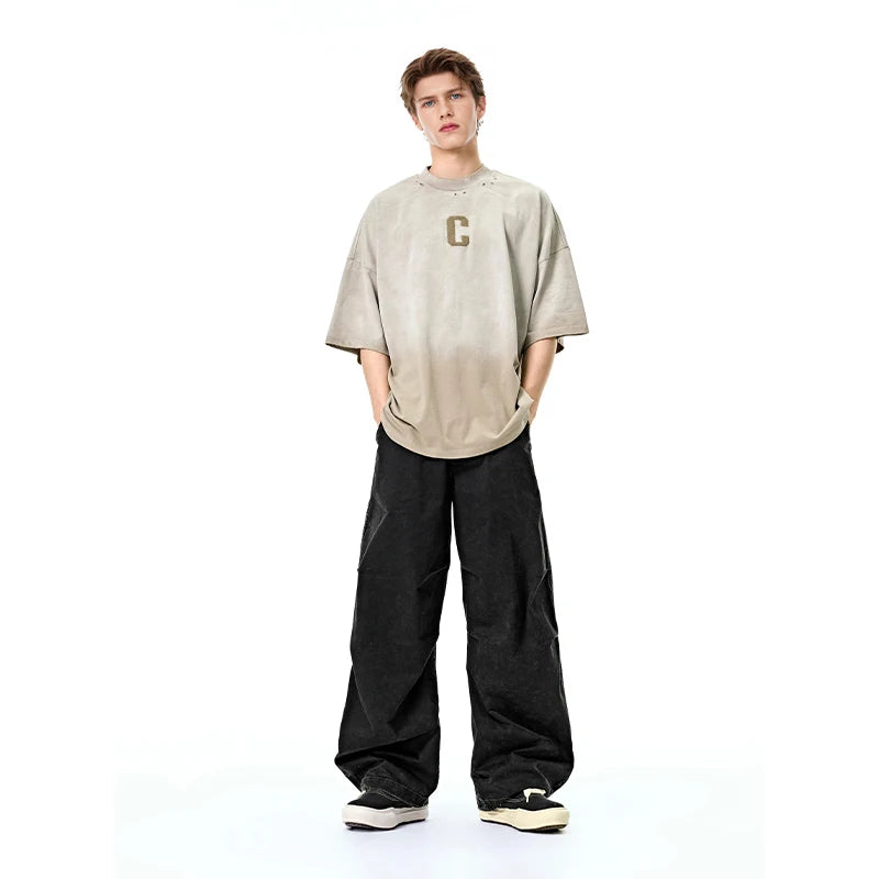 Vintage Washed Wide Leg Cargo Pants
