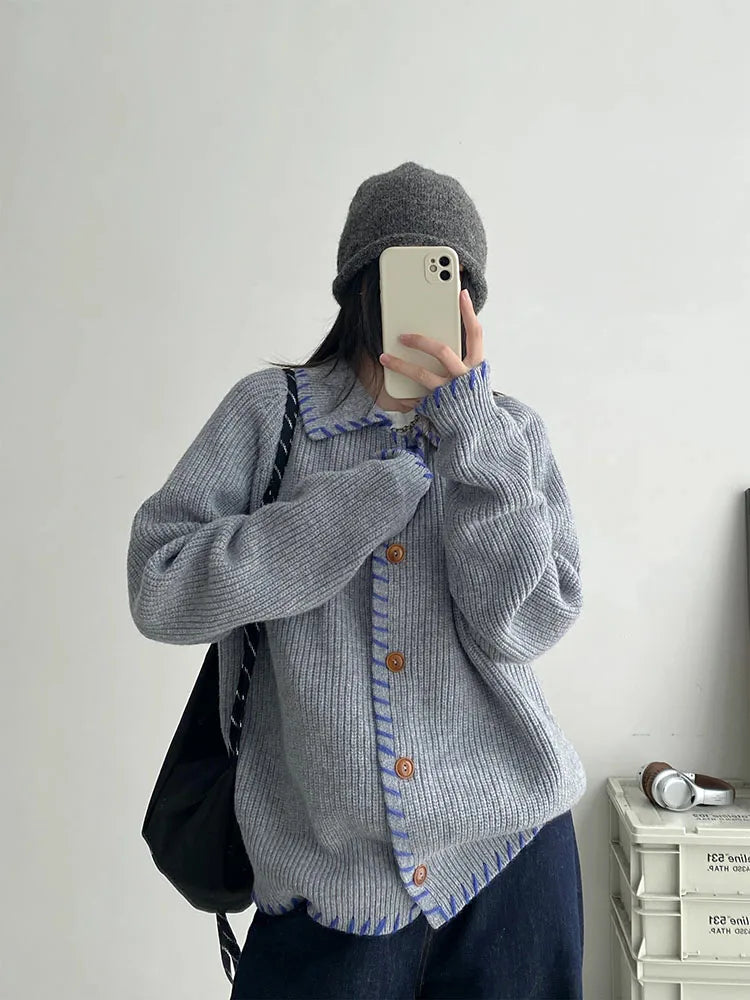 Elegant Oversized Knitted Cardigan Sweater Coat