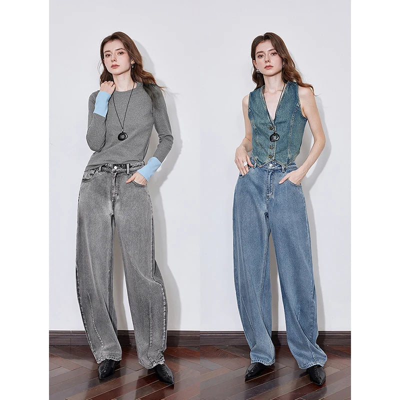 Wasteland Style Wide Leg Denim Jeans