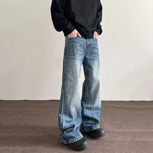Distressed Baggy Blue Jeans Trousers Jeans