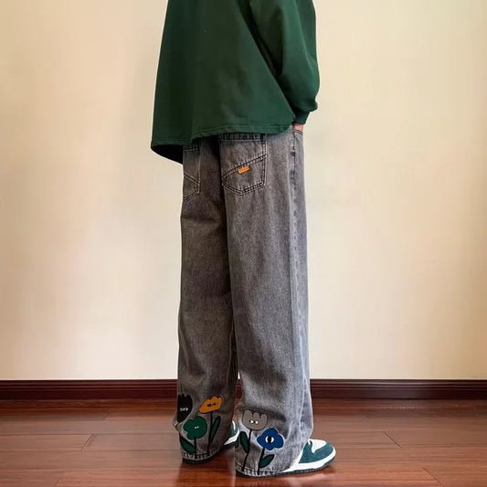Vintage American Floral Baggy Denim Jeans