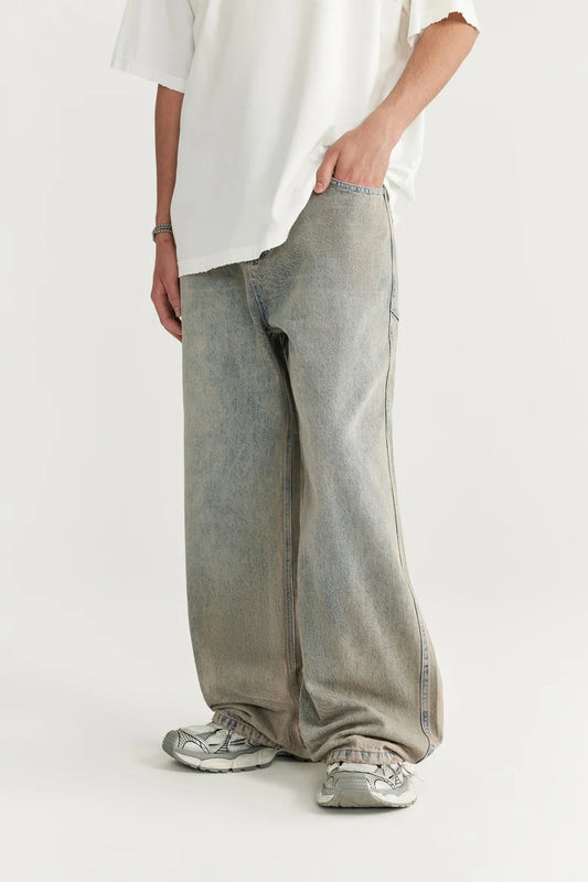 Irregular Stitching Oversized Wide Leg Jeans
