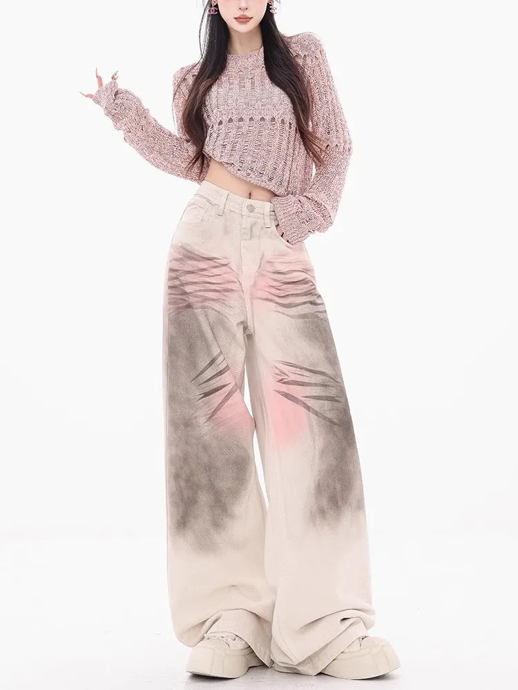 Vintage Washed Wide Denim Jeans