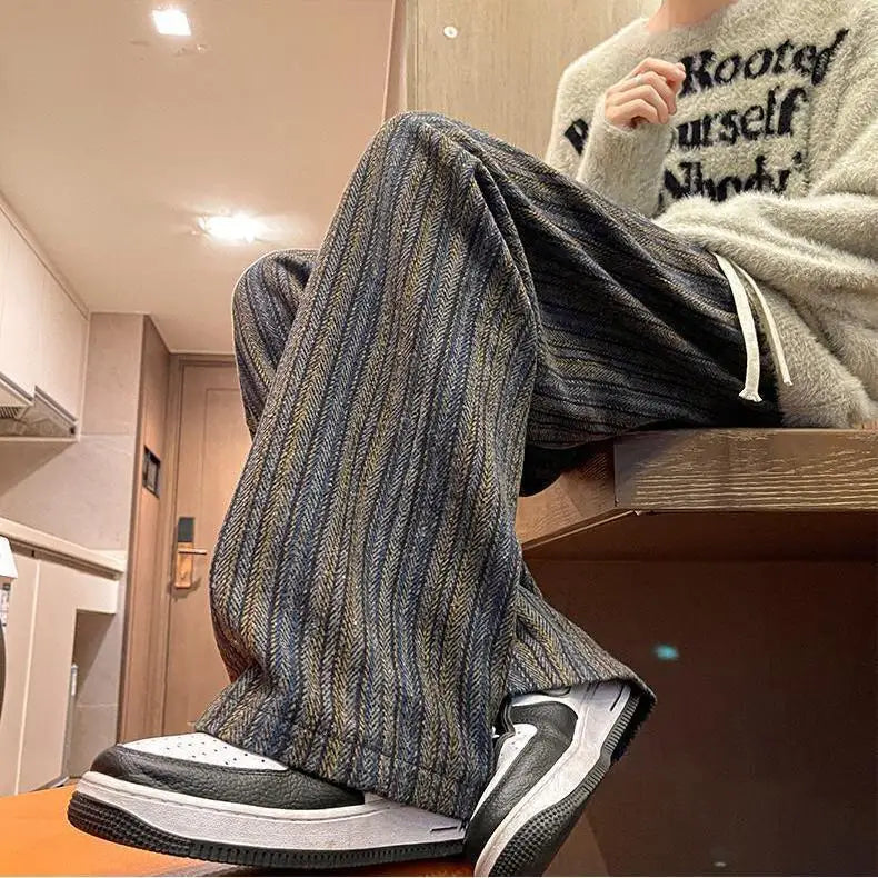 Wide Leg Stripe Casual Pantalones Pants