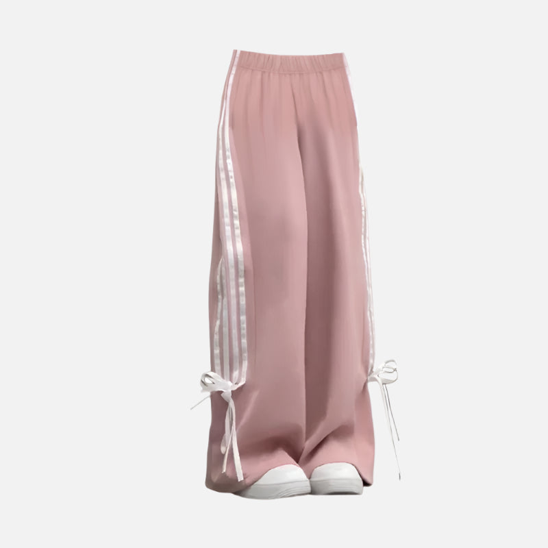 Retro High Waist Pink Bow Pants