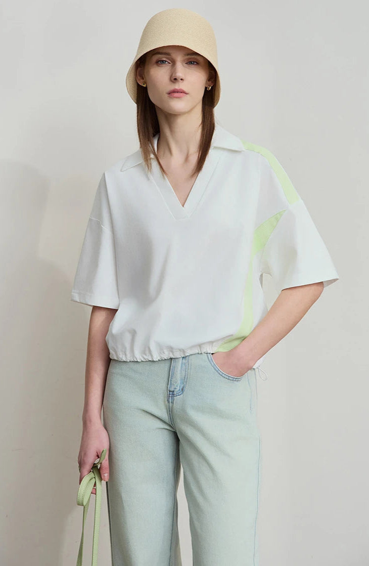 Chic Minimalist V-Neck Cotton T-Shirt