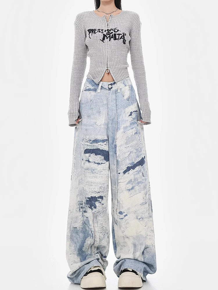 Vintage Washed Tie Dye High Jeans