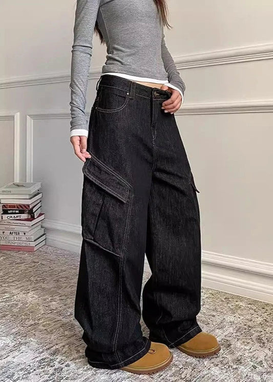 High Rise Loose Wide Leg Jeans