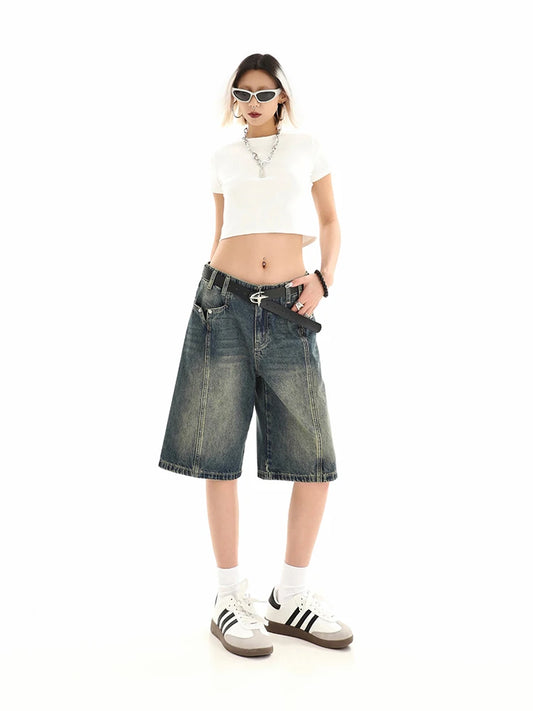 High Waist Retro Denim Shorts