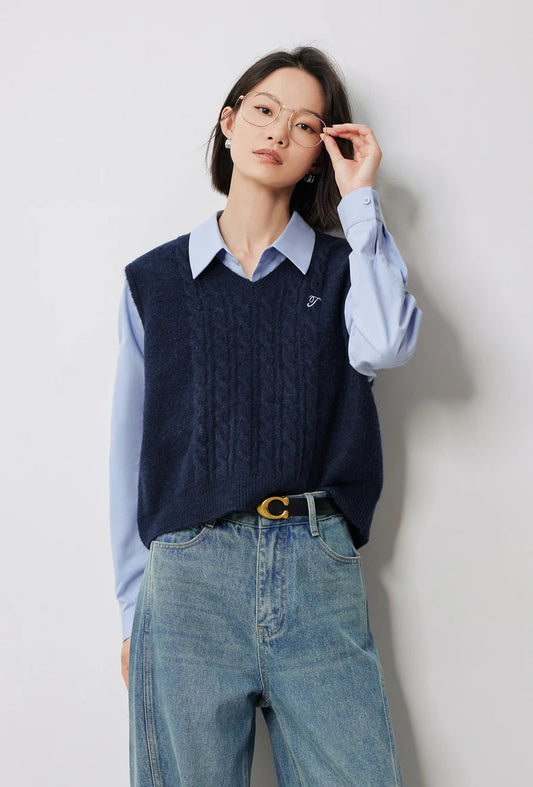Cozy Knit Sleeveless Pullover Sweater Crop