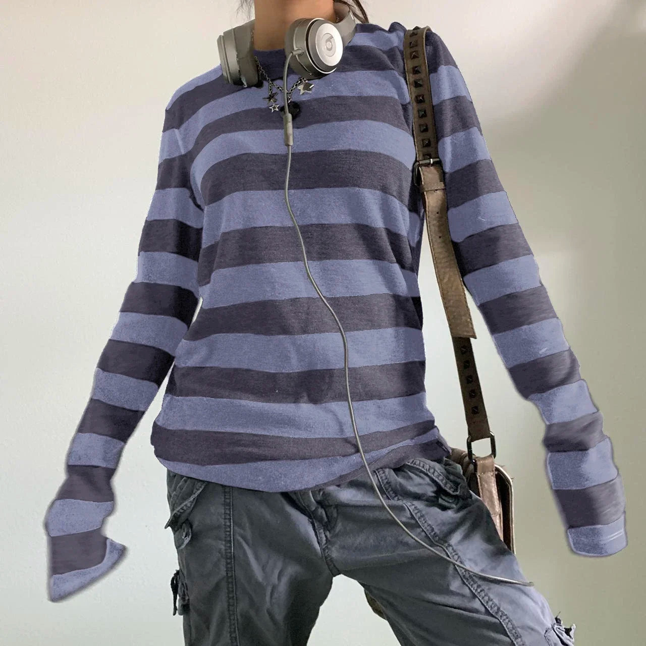 Gothic Striped Long Sleeve T-Shirt