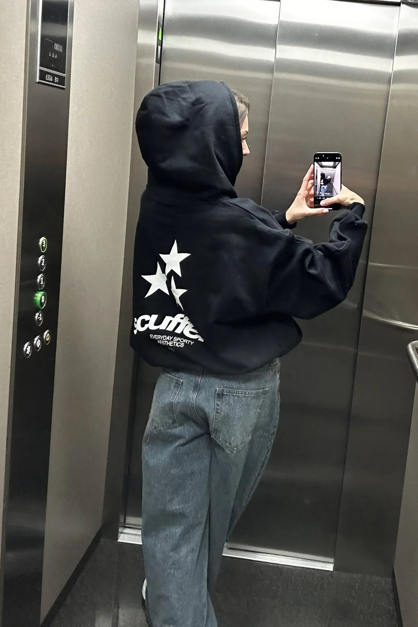 Modern Gothic Star Print Oversized Shirt