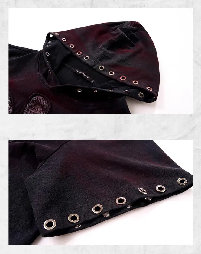 Stylish Hollow Out Patched Loose T-Shirt