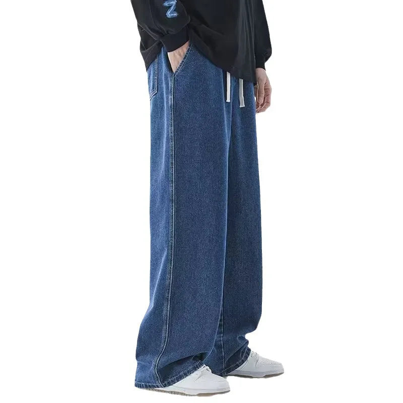 Baggy Elastic Waist Classic Denim Jeans
