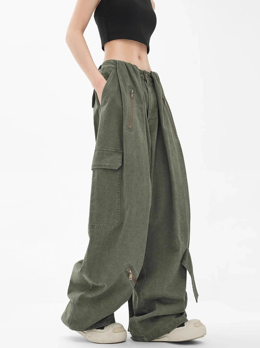 Vintage Multi Pocket Overalls Casual Pants