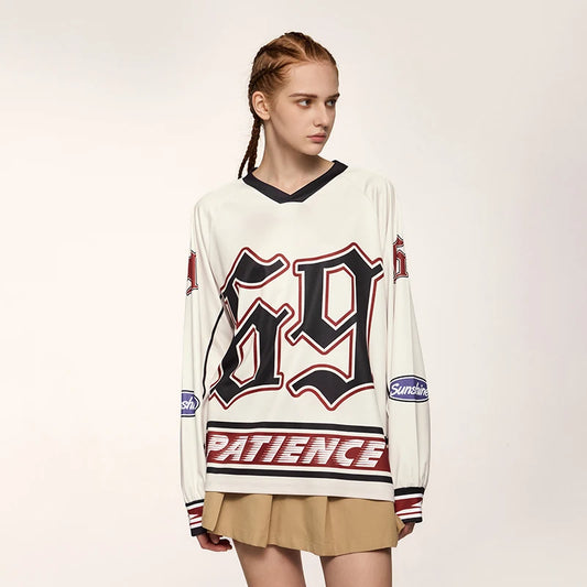 Retro Oversized Sports Letter Printed T-Shirt