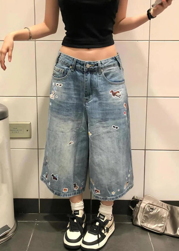 Oversized Light Blue Cargo Jorts