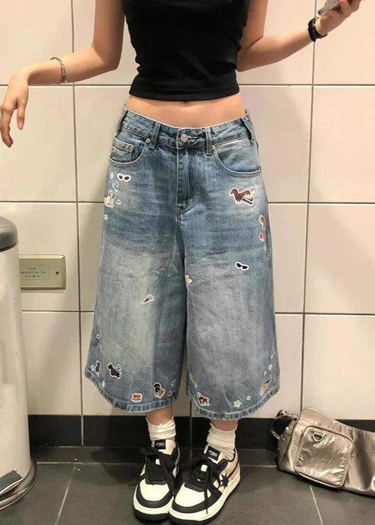 Oversized Light Blue Cargo Jorts