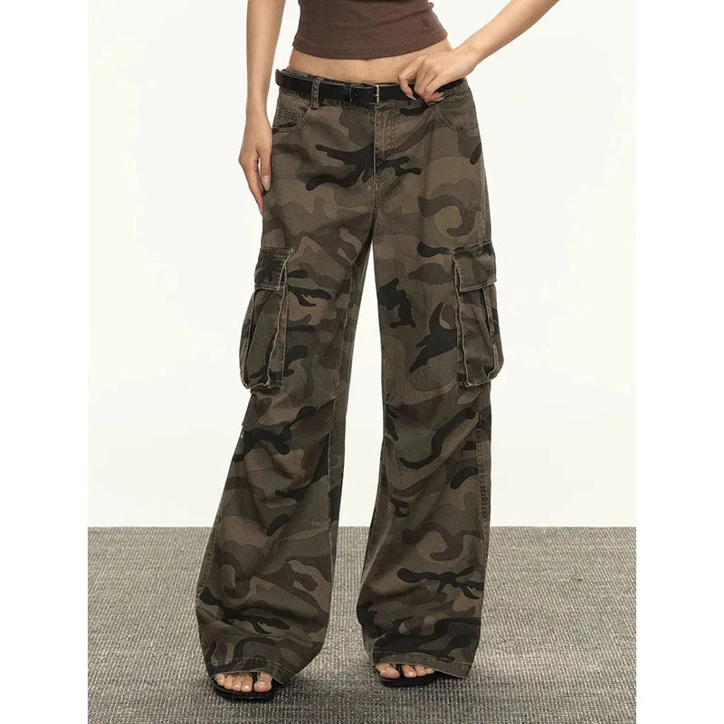Retro Camouflage High Waist Flared Jeans