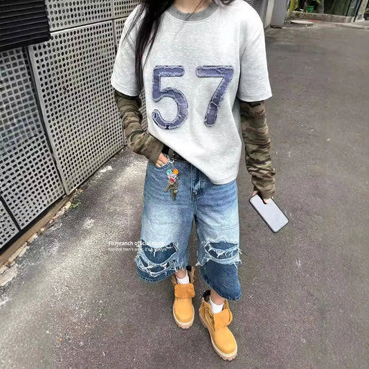 Vintage Camouflage Sleeve Long Sleeve T-Shirt