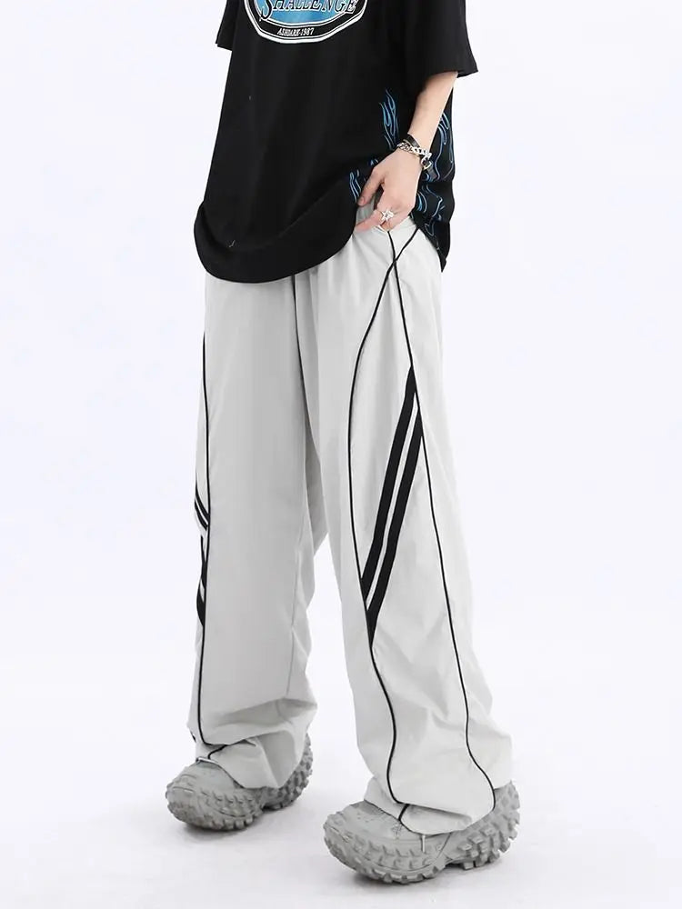 Elegant Slim Fit Stripe Wide Pants