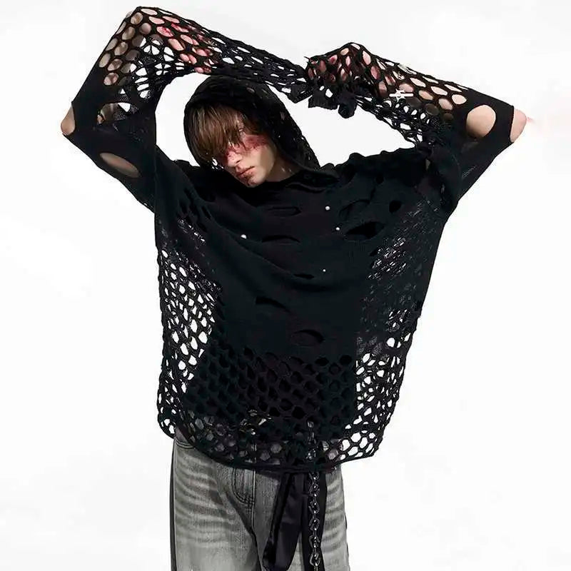 Luxury Hollow Design Hooded Pullover Shirt